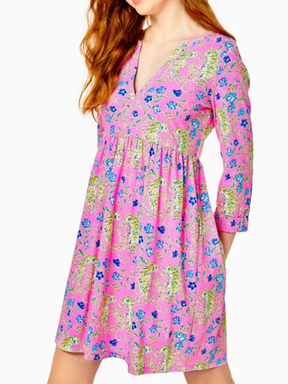 Lilly Pulitzer Loran Dress in Prosecco Pink Tigress Garden Size XL Tiger Floral
